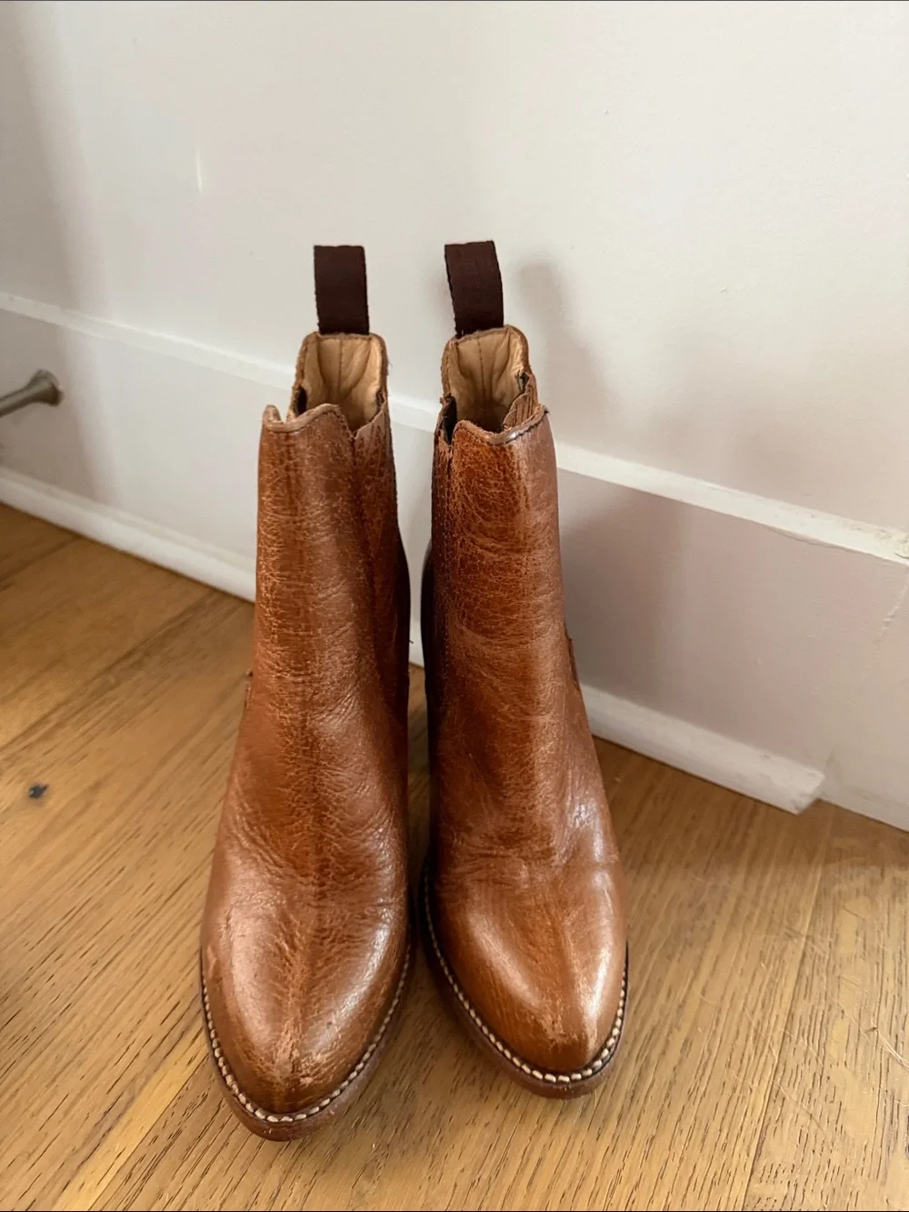 Frye Brown Leather Western Chelsea Booties